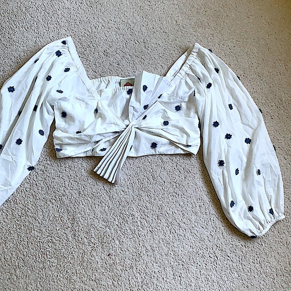 FARM RIO Blue flowers crop top - Picture 2 of 9